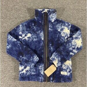 Frye Fleece Sherpa Full Zip Tie Dye Dream Jacket Blue White Womens Extra Small